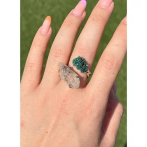 ✨🌿Malachite & Garden Quartz Earthspell Ring🤍✨