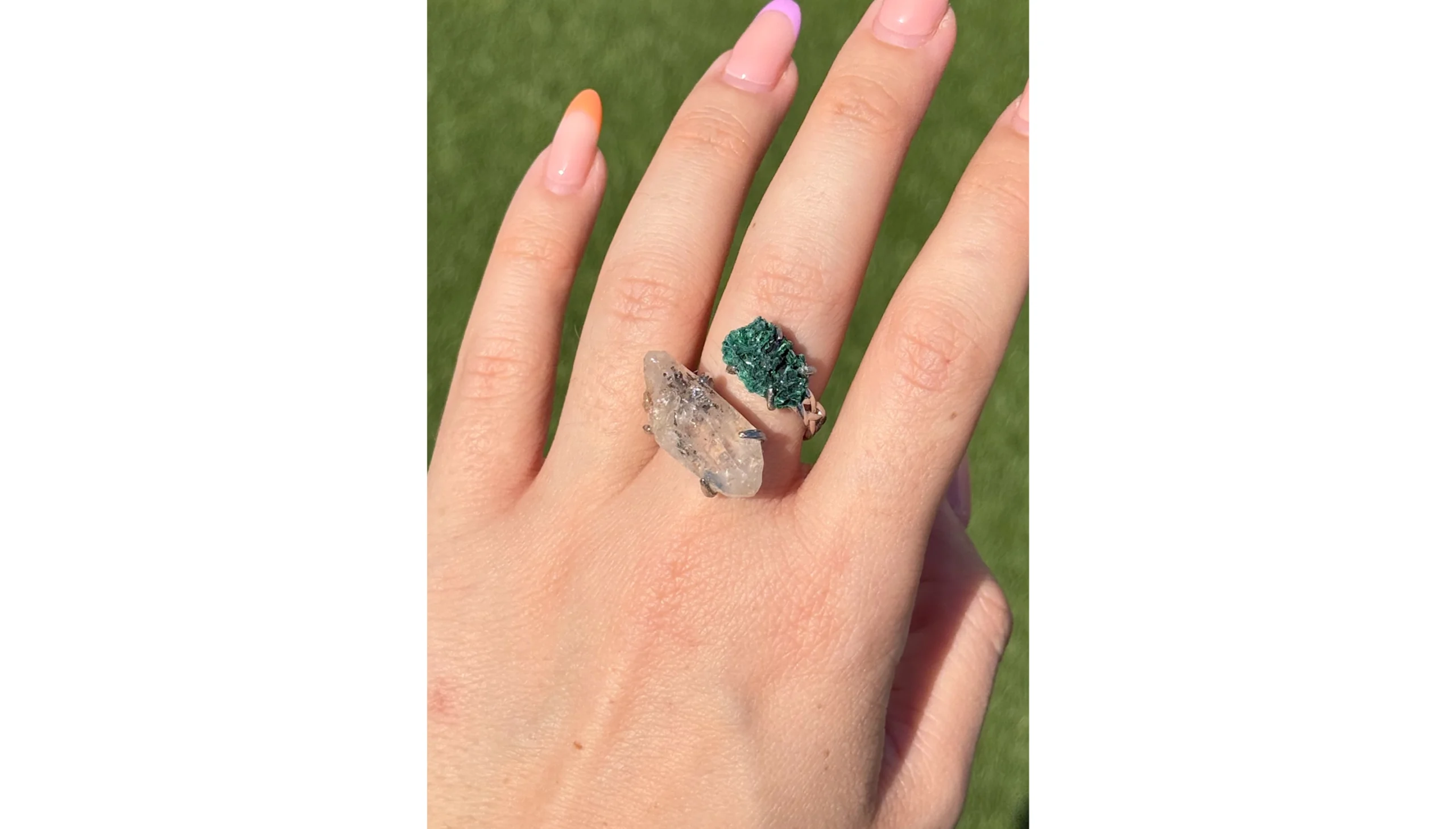 ✨🌿Malachite & Garden Quartz Earthspell Ring🤍✨