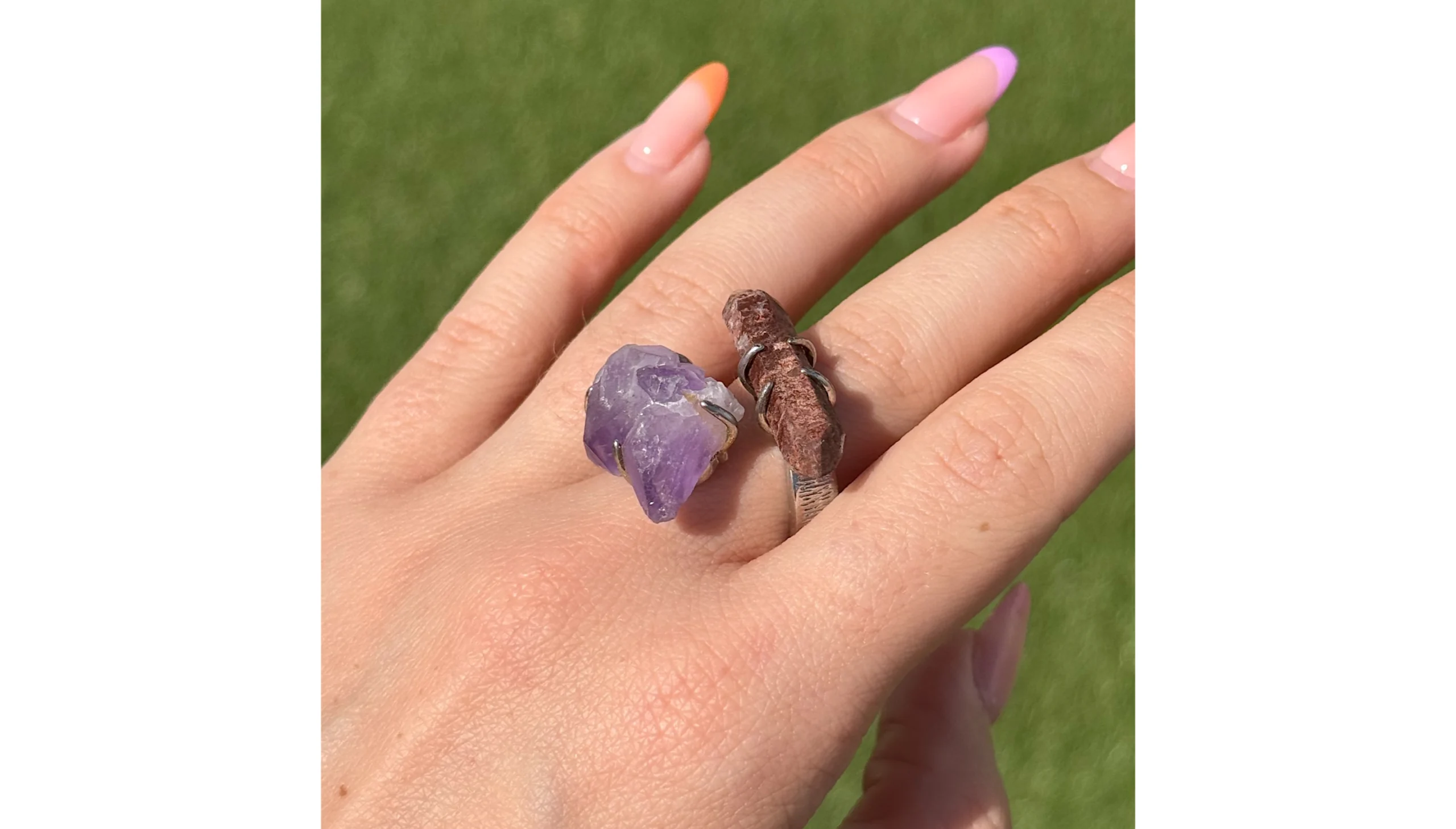 ✨🪻Amethyst & Pink Jasper Veilroot Ring🌸✨ - Image 2