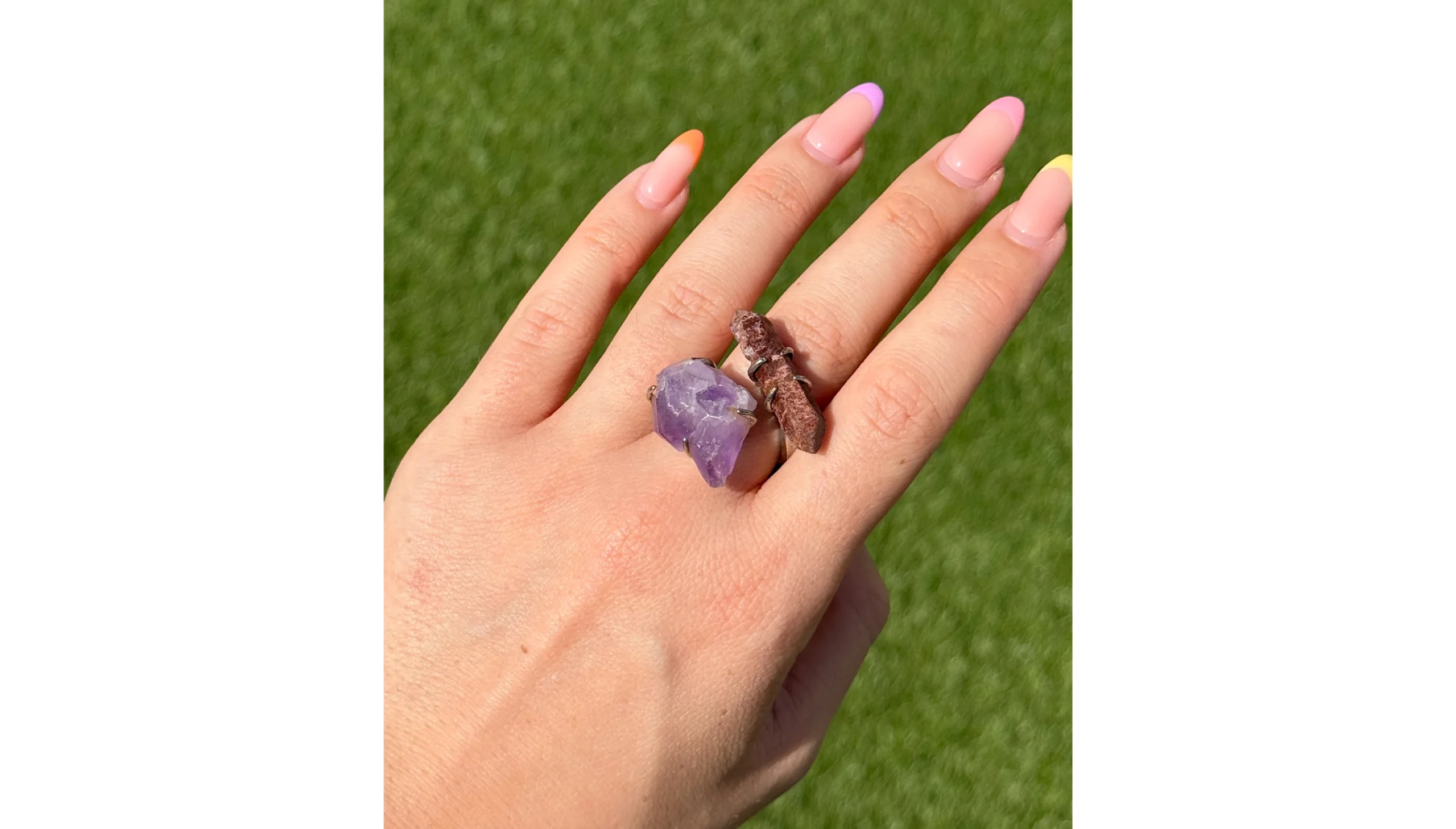 ✨🪻Amethyst & Pink Jasper Veilroot Ring🌸✨