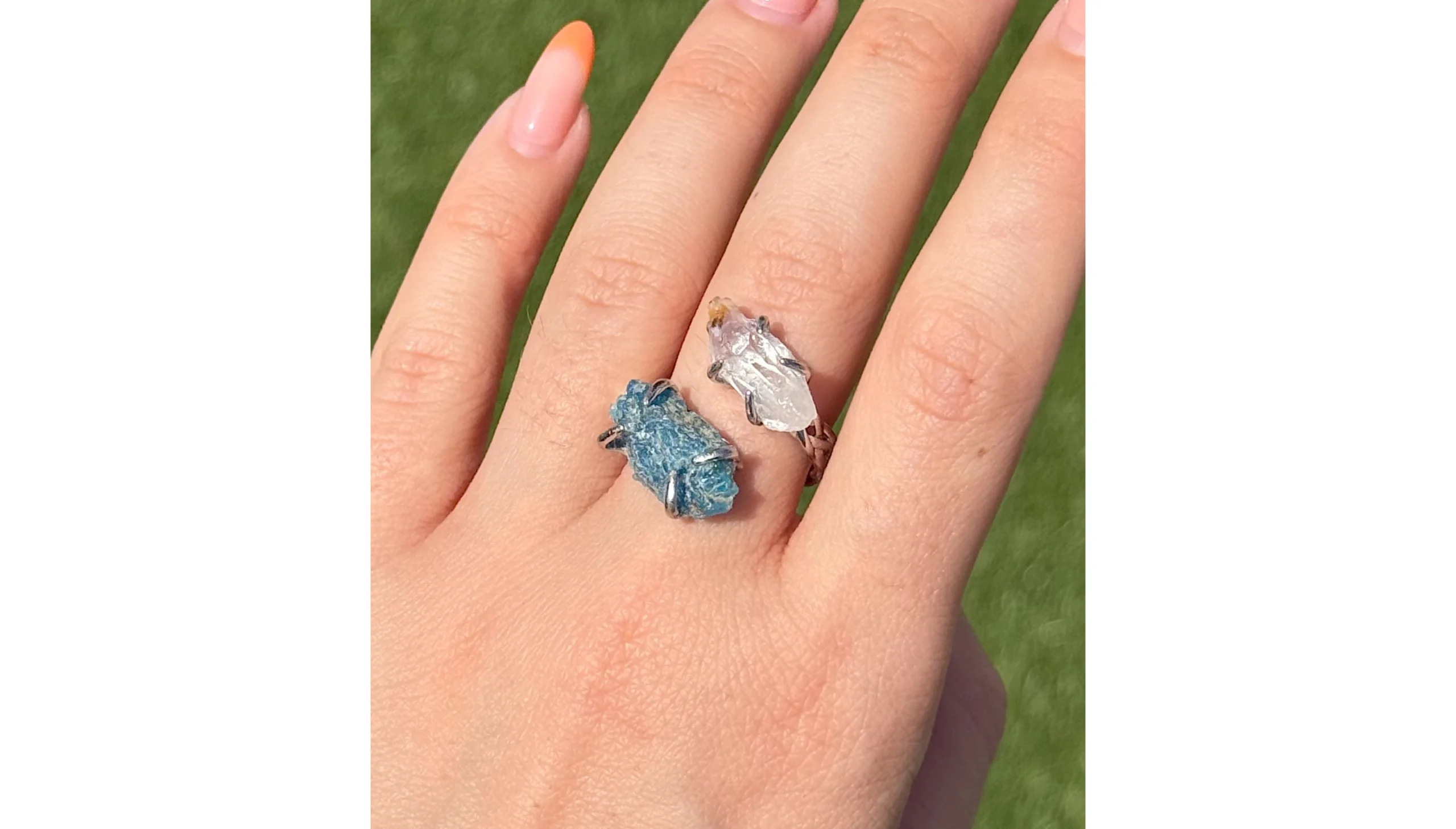 ✨🩵Blue Apatite & Clear Quartz Spellcurrent Ring🤍✨