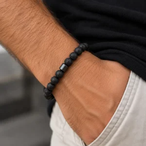🌋⚔️Born of Fire ~ Natural Lava Stone Men's Bracelet⚔️🌋