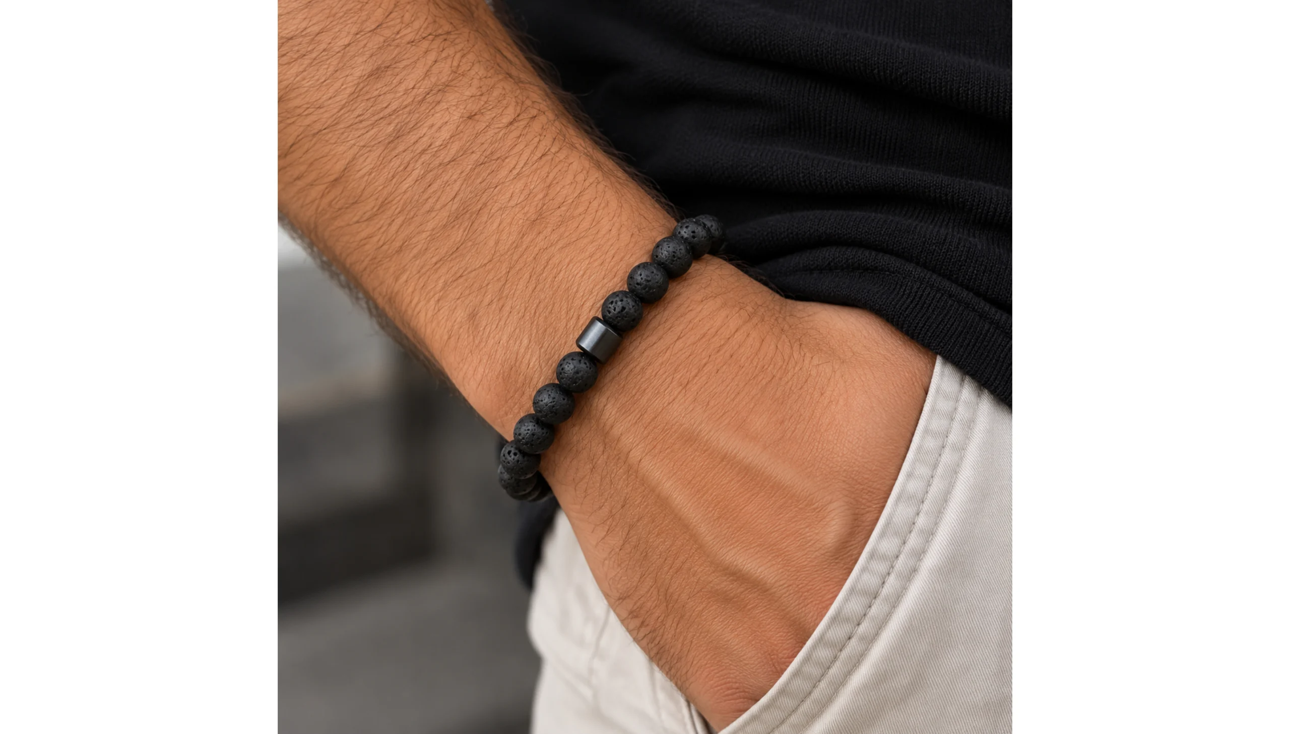 🌋⚔️Born of Fire ~ Natural Lava Stone Men's Bracelet⚔️🌋