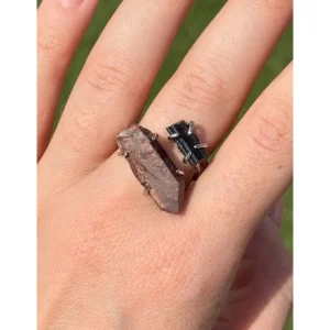 ✨🖤Black Tourmaline & Pink Picture Jasper Stonekeeper Ring🌸✨