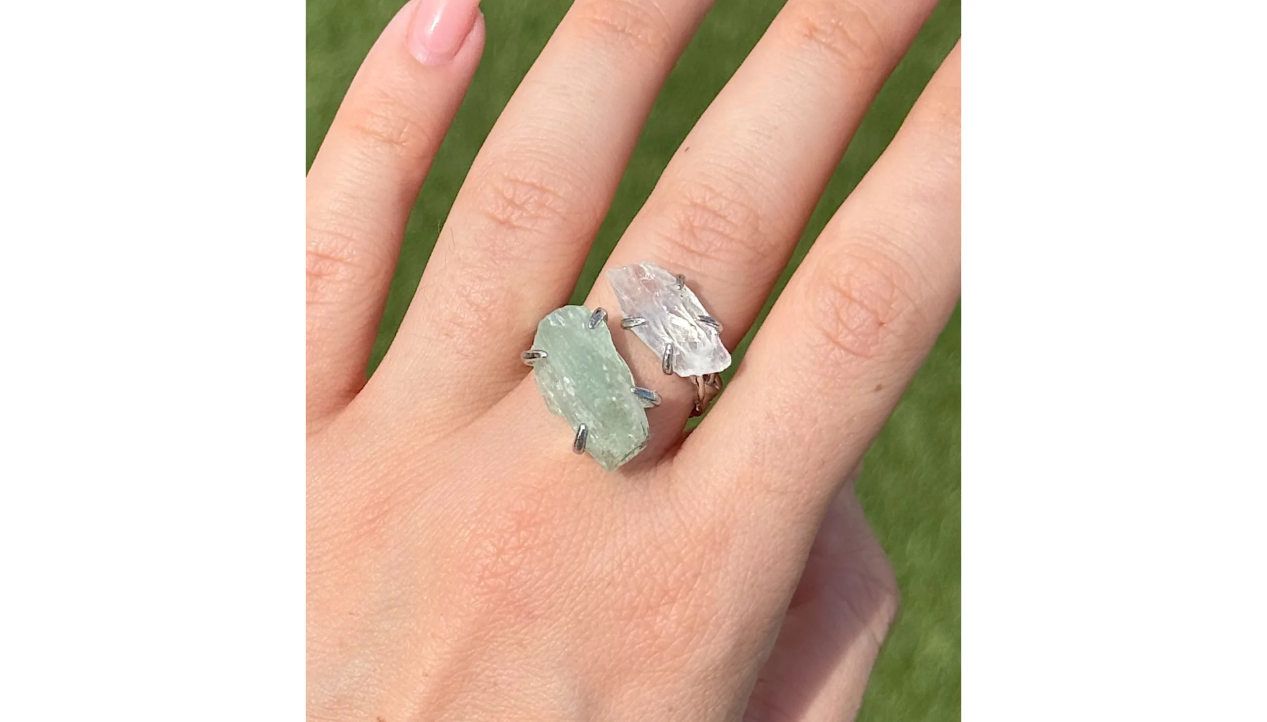 ✨🌿Celestial Veil Fluorite & Clear Quartz Ring🤍✨ - Image 2