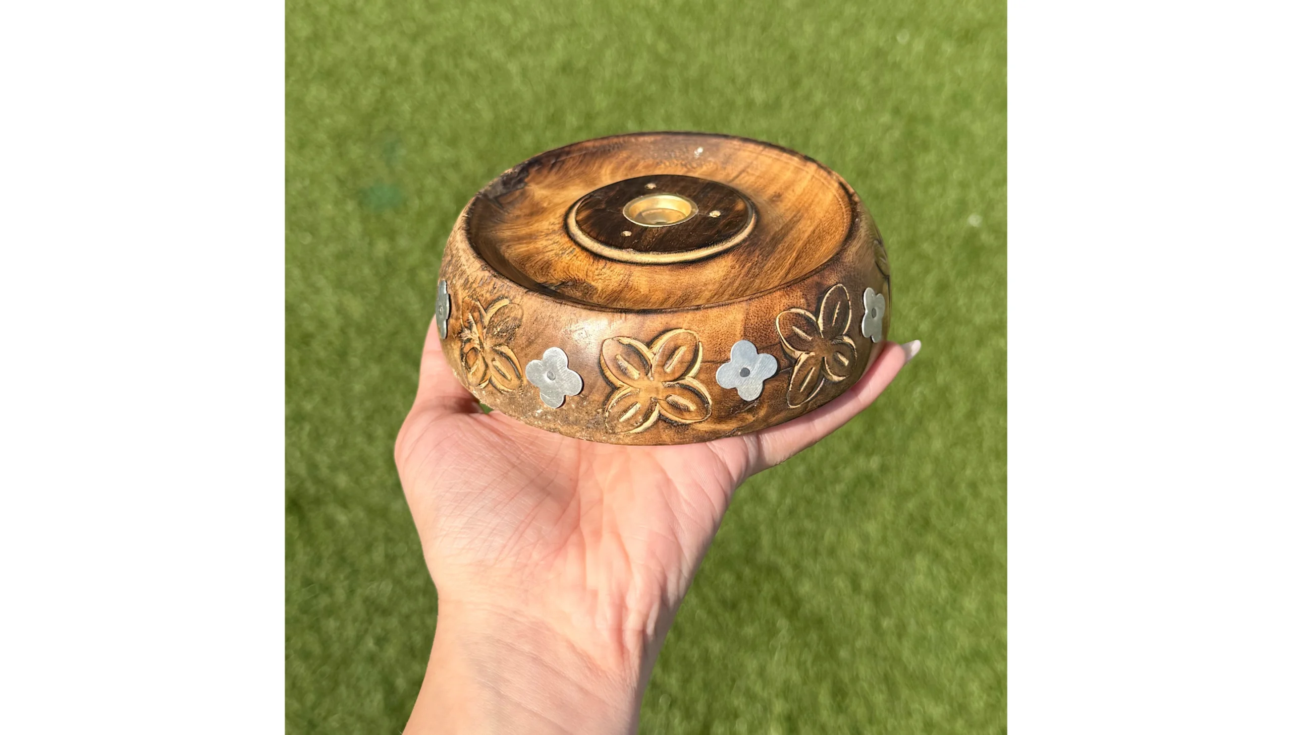🌿🕯️ Mango Wood Ritual Burner ~ The Blooming Smoke 🕯️🌿