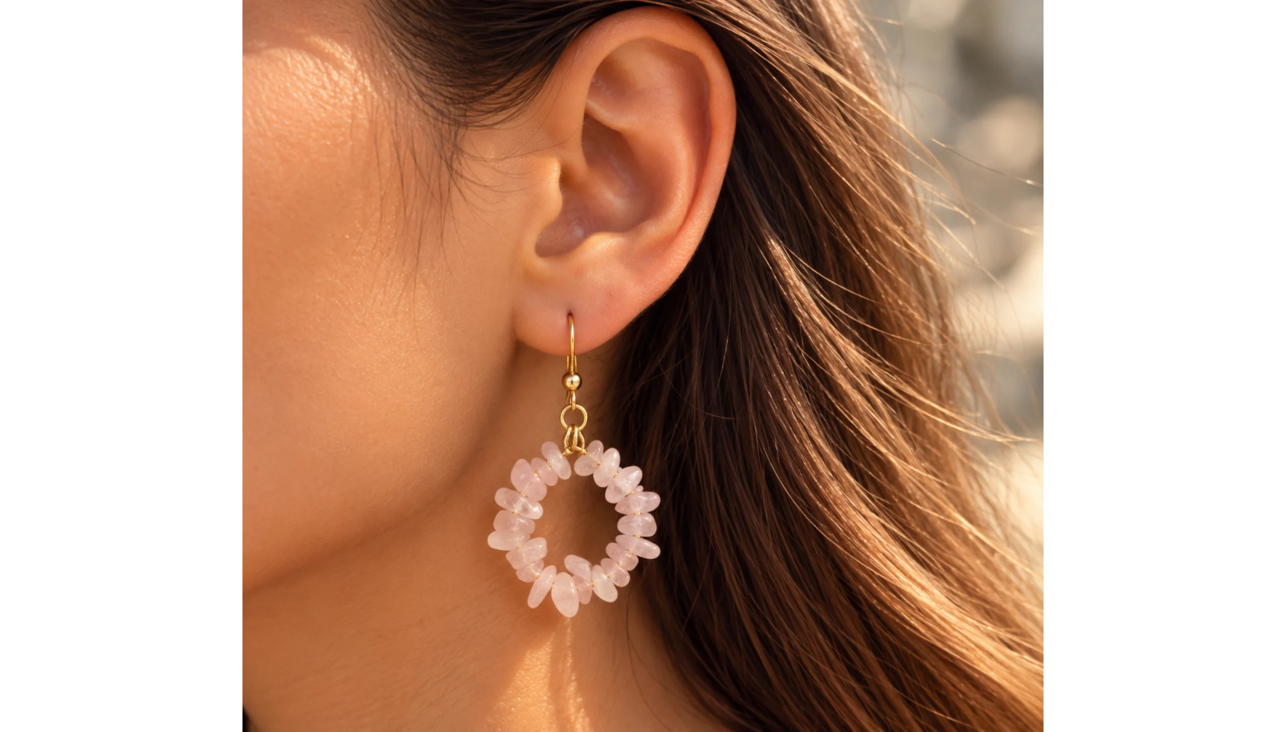 ✨💗The Rose Quartz Love Circle ~ 18K Gold Plated Earrings💗✨