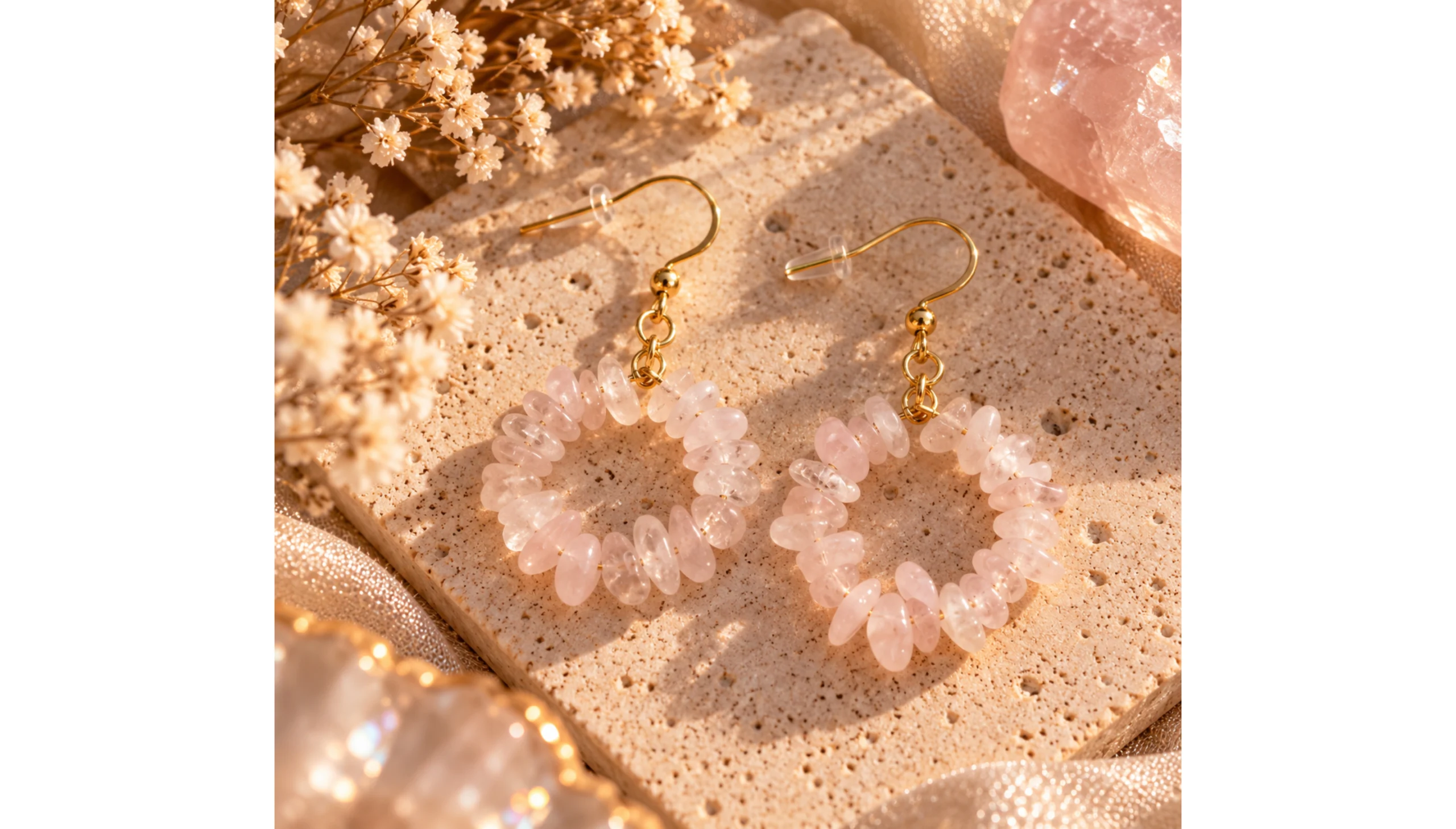 ✨💗The Rose Quartz Love Circle ~ 18K Gold Plated Earrings💗✨ - Image 2